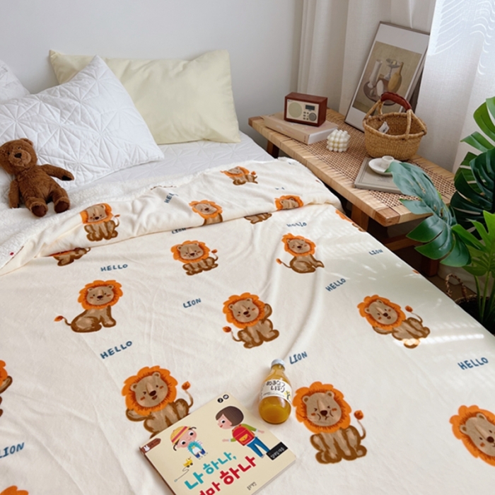 91家纺网 家纺一手货源 找家纺 萝莉家纺2021保暖加厚牛奶绒毛毯羊羔绒毯子被套毯小狮子