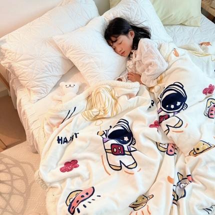 萝莉家纺2021保暖加厚牛奶绒毛毯羊羔绒毯子被套毯宇航员