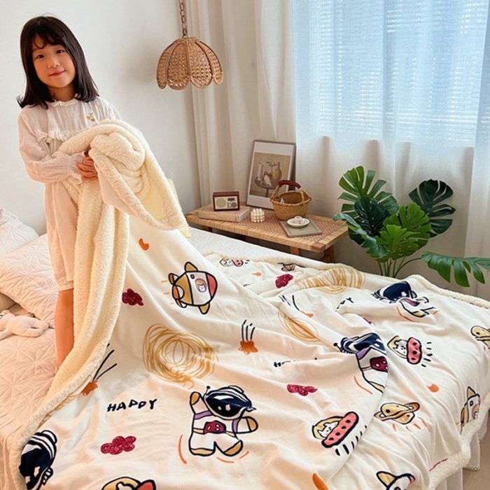 91家纺网 家纺一手货源 找家纺 萝莉家纺2021保暖加厚牛奶绒毛毯羊羔绒毯子被套毯宇航员