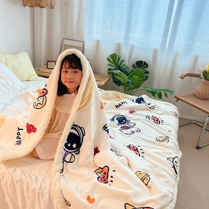 91家纺网 家纺一手货源 找家纺 萝莉家纺2021保暖加厚牛奶绒毛毯羊羔绒毯子被套毯宇航员