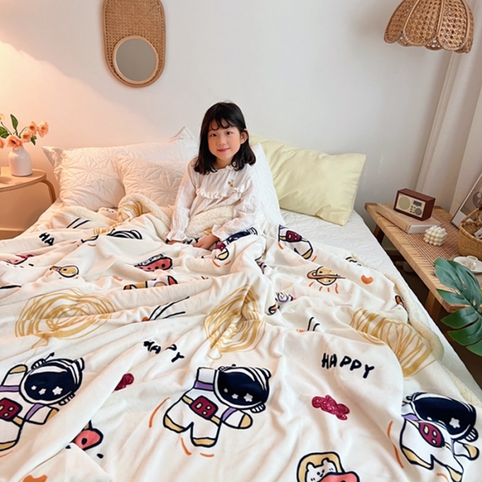 91家纺网 家纺一手货源 找家纺 萝莉家纺2021保暖加厚牛奶绒毛毯羊羔绒毯子被套毯宇航员