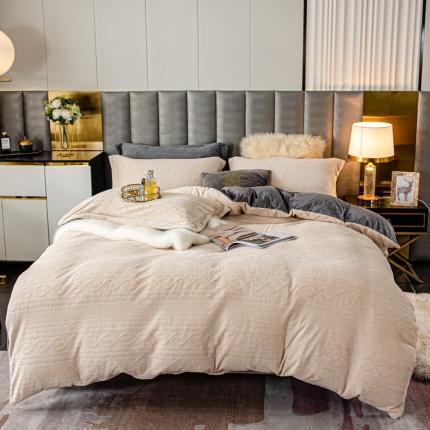 91家纺网 家纺一手货源 找家纺 (总)仟网汇 2021新款牛奶绒妙语连珠雕花四件套