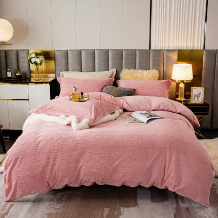 91家纺网 家纺一手货源 找家纺 仟网汇 2021新款牛奶绒妙语连珠雕花四件套 妙语连珠-玉色