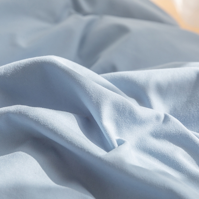 91家纺网 家纺一手货源 找家纺 乐卧 2026新款纯色荷叶边水洗磨毛四件套 爱相随-蓝色