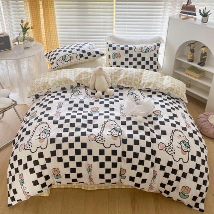 珺柔家纺2022新款13372全棉四件套 格子恐龙