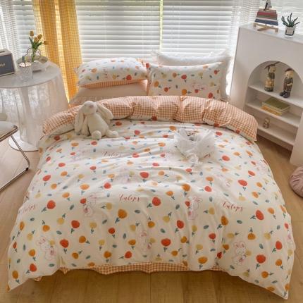 珺柔家纺2022新款13372全棉四件套 花花兔