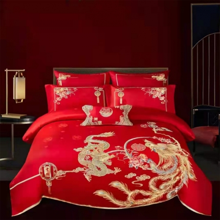 91家纺网 家纺一手货源 找家纺 （总）梦丝语家纺婚庆四件套长绒棉全棉圆角床单式一件代发