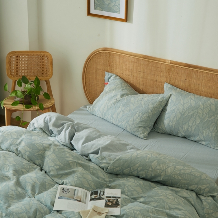 91家纺网 家纺一手货源 找家纺 （总）安莱2021新款双层纱大提花纽扣款落叶缤纷工艺款四件套