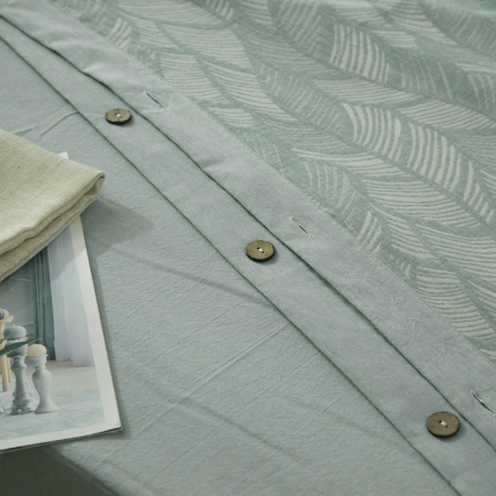 91家纺网 家纺一手货源 找家纺 （总）安莱2021新款双层纱大提花纽扣款落叶缤纷工艺款四件套