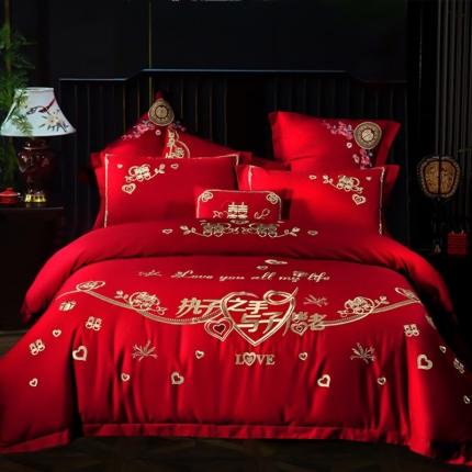 91家纺网 家纺一手货源 找家纺 （总）用心 2023新款婚庆绣花款套件婚庆多件套