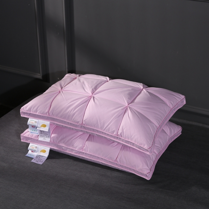 91家纺网 家纺一手货源 找家纺 羽仙子 爆款全棉羽绒枕 面包款白鹅绒 枕芯枕头 粉色