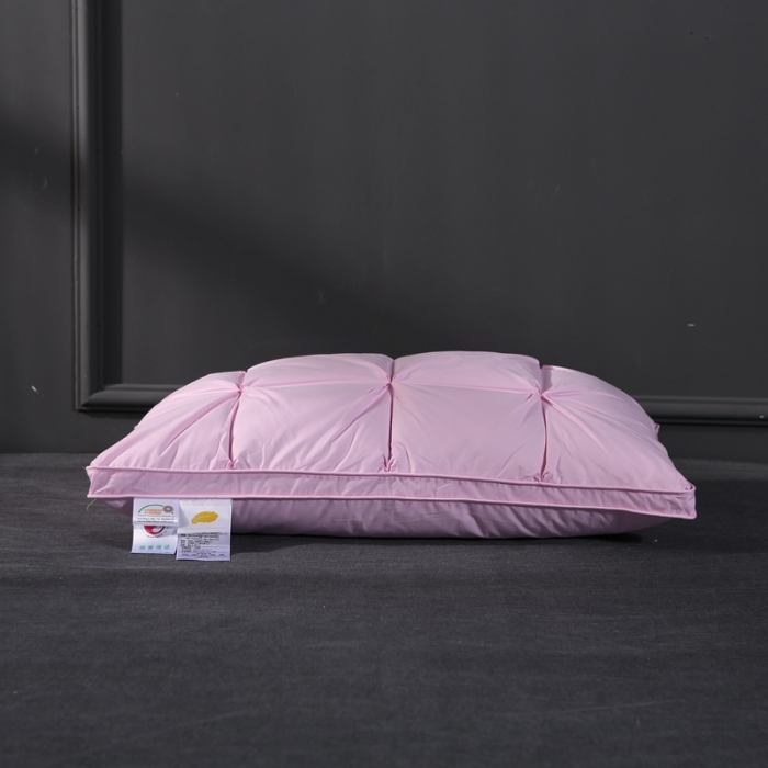 91家纺网 家纺一手货源 找家纺 羽仙子 爆款全棉羽绒枕 面包款白鹅绒 枕芯枕头 粉色