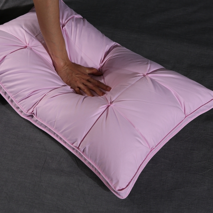 91家纺网 家纺一手货源 找家纺 羽仙子 爆款全棉羽绒枕 面包款白鹅绒 枕芯枕头 粉色