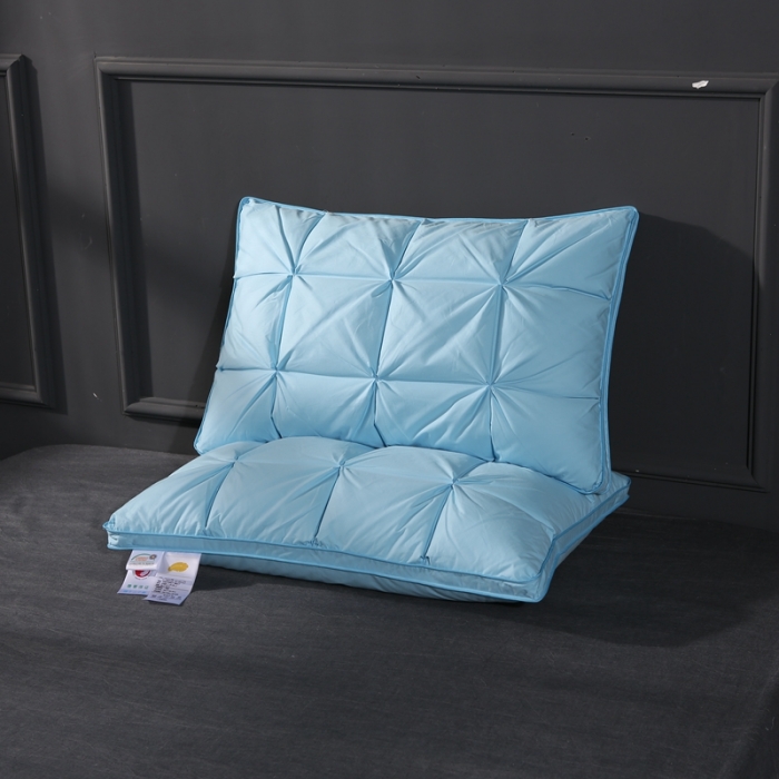 91家纺网 家纺一手货源 找家纺 羽仙子 爆款全棉羽绒枕 面包款白鹅绒 枕芯枕头 蓝色
