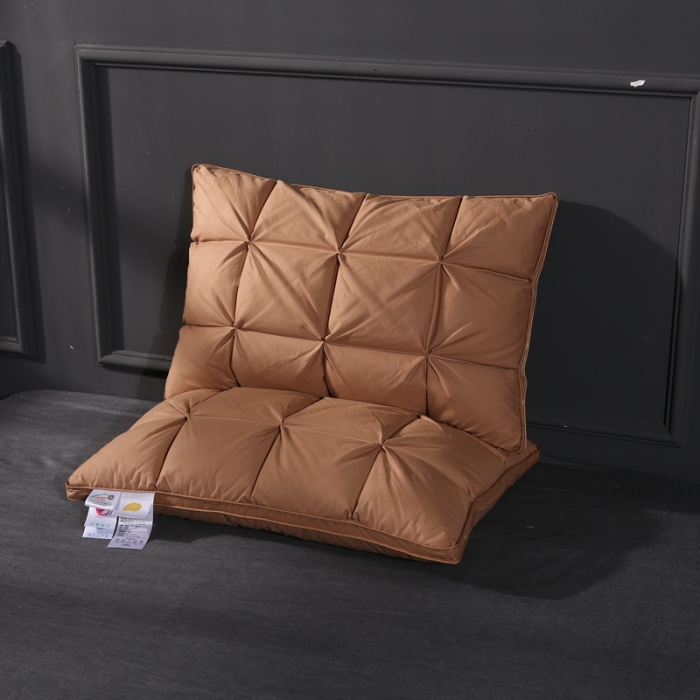 91家纺网 家纺一手货源 找家纺 羽仙子 爆款全棉羽绒枕 面包款白鹅绒 枕芯枕头 咖色