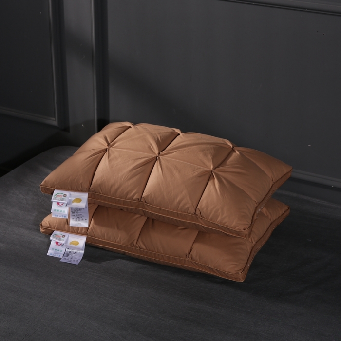 91家纺网 家纺一手货源 找家纺 羽仙子 爆款全棉羽绒枕 面包款白鹅绒 枕芯枕头 咖色