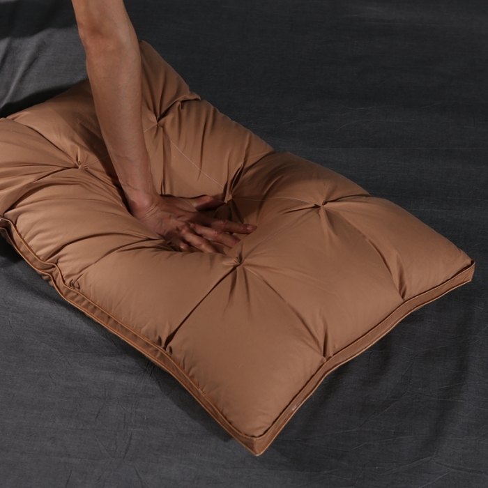 91家纺网 家纺一手货源 找家纺 羽仙子 爆款全棉羽绒枕 面包款白鹅绒 枕芯枕头 咖色