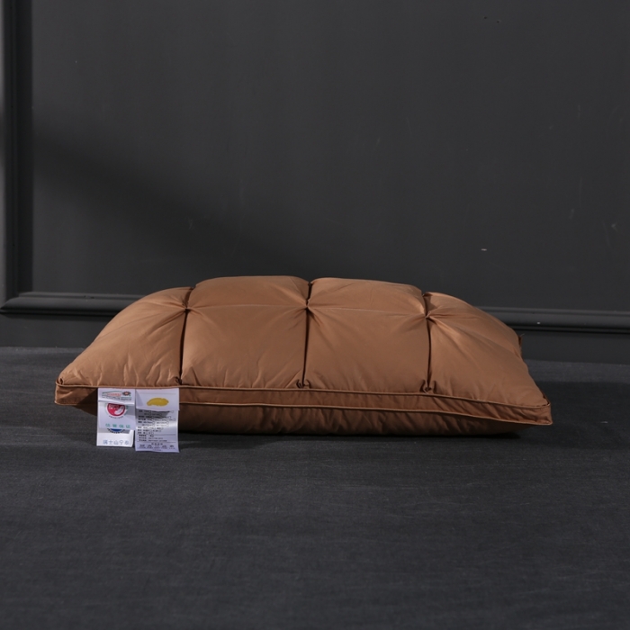 91家纺网 家纺一手货源 找家纺 羽仙子 爆款全棉羽绒枕 面包款白鹅绒 枕芯枕头 咖色