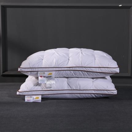 羽仙子爆款全棉纽花羽绒枕 鹅绒枕芯 枕头枕套 白色