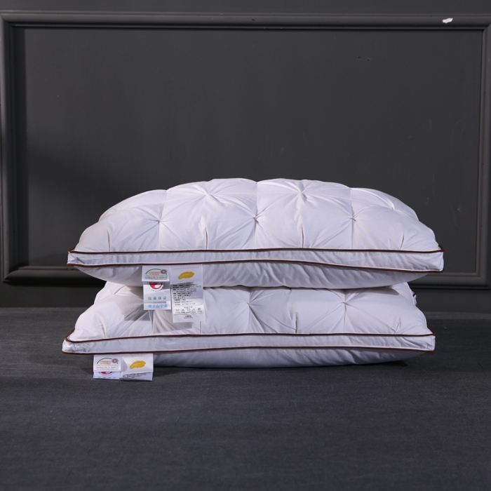 91家纺网 家纺一手货源 找家纺 羽仙子爆款全棉纽花羽绒枕 鹅绒枕芯 枕头枕套 白色