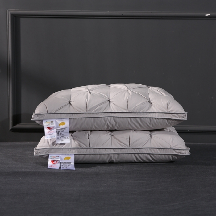 91家纺网 家纺一手货源 找家纺 羽仙子爆款全棉纽花羽绒枕 鹅绒枕芯 枕头枕套 灰色