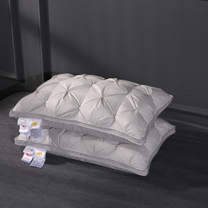 91家纺网 家纺一手货源 找家纺 羽仙子爆款全棉纽花羽绒枕 鹅绒枕芯 枕头枕套 灰色