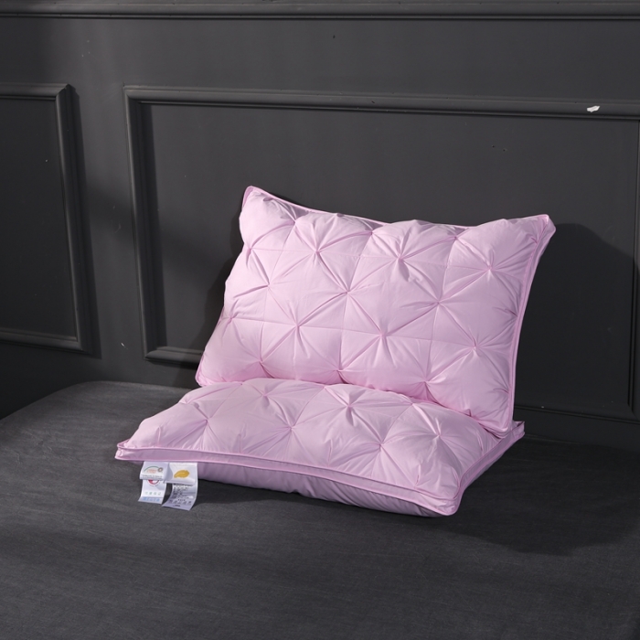 91家纺网 家纺一手货源 找家纺 羽仙子爆款全棉纽花羽绒枕 鹅绒枕芯 枕头枕套 粉色