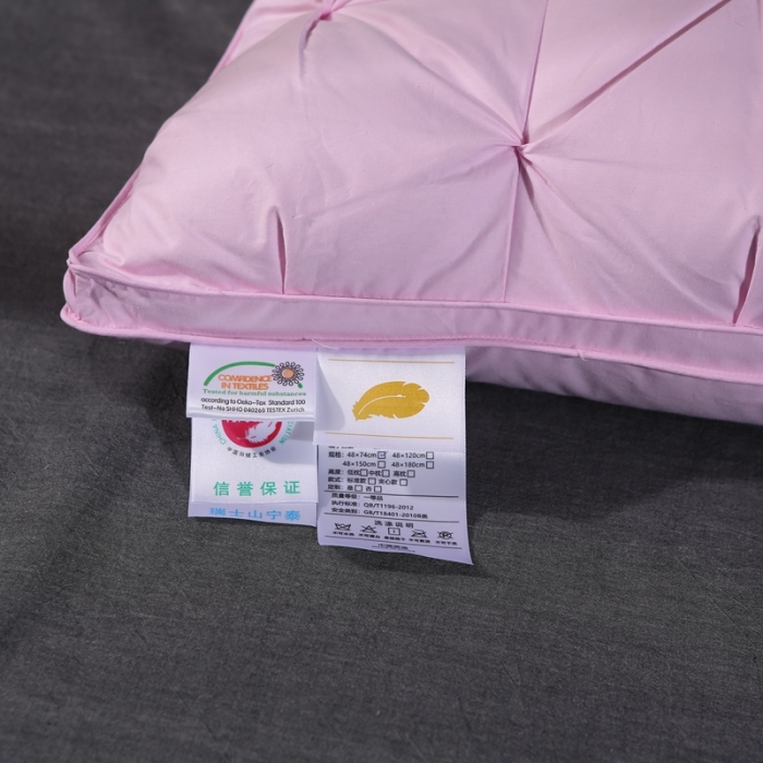 91家纺网 家纺一手货源 找家纺 羽仙子爆款全棉纽花羽绒枕 鹅绒枕芯 枕头枕套 粉色