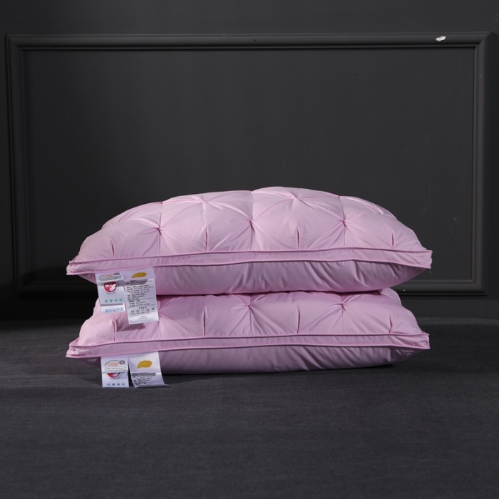 91家纺网 家纺一手货源 找家纺 羽仙子爆款全棉纽花羽绒枕 鹅绒枕芯 枕头枕套 粉色