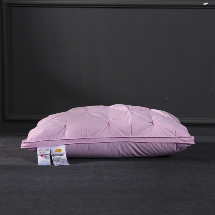 91家纺网 家纺一手货源 找家纺 羽仙子爆款全棉纽花羽绒枕 鹅绒枕芯 枕头枕套 粉色