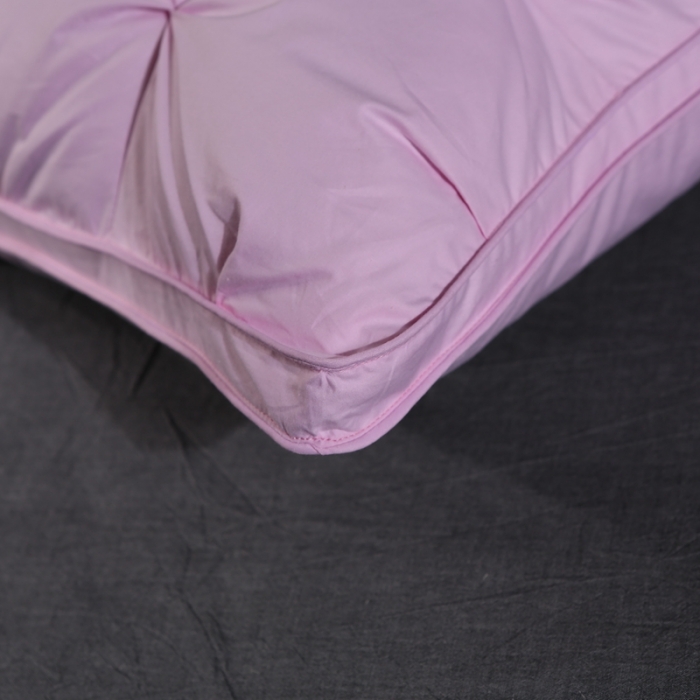 91家纺网 家纺一手货源 找家纺 羽仙子爆款全棉纽花羽绒枕 鹅绒枕芯 枕头枕套 粉色