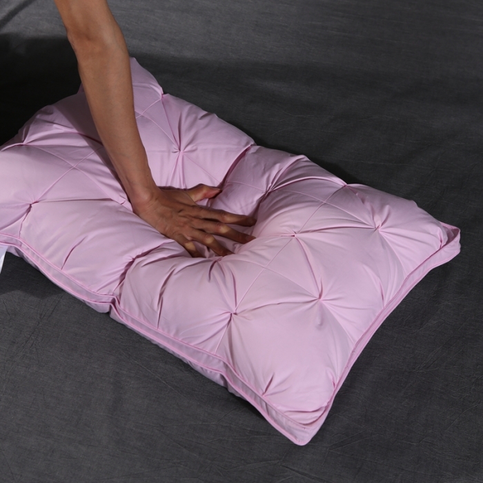 91家纺网 家纺一手货源 找家纺 羽仙子爆款全棉纽花羽绒枕 鹅绒枕芯 枕头枕套 粉色