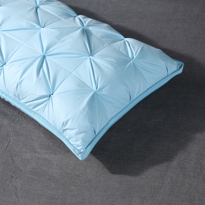 91家纺网 家纺一手货源 找家纺 羽仙子爆款全棉纽花羽绒枕 鹅绒枕芯 枕头枕套 蓝色