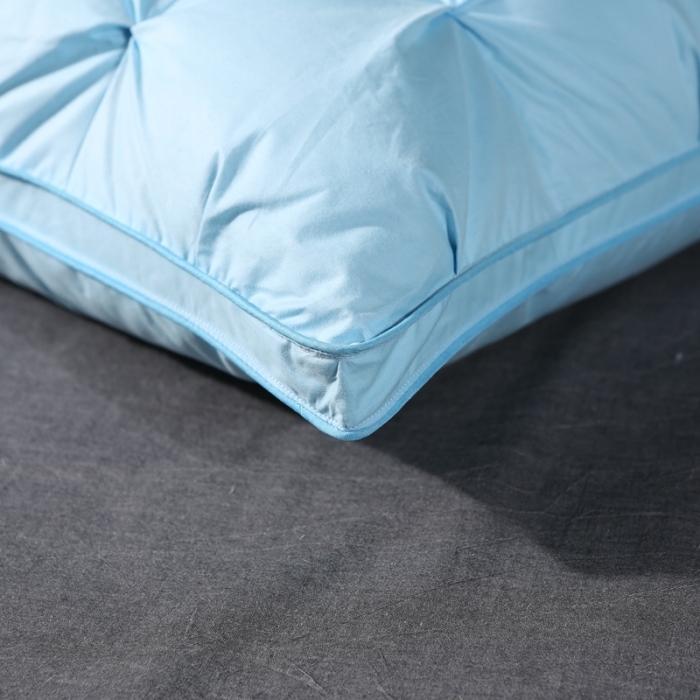 91家纺网 家纺一手货源 找家纺 羽仙子爆款全棉纽花羽绒枕 鹅绒枕芯 枕头枕套 蓝色