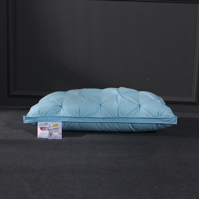 91家纺网 家纺一手货源 找家纺 羽仙子爆款全棉纽花羽绒枕 鹅绒枕芯 枕头枕套 蓝色