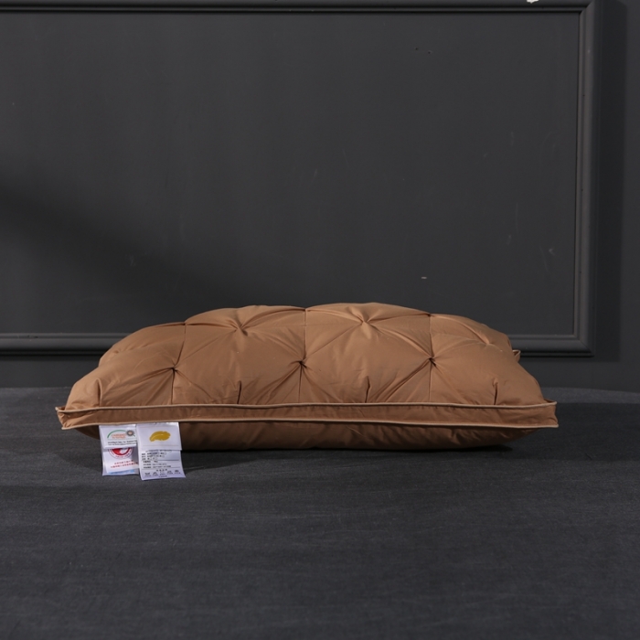 91家纺网 家纺一手货源 找家纺 羽仙子爆款全棉纽花羽绒枕 鹅绒枕芯 枕头枕套 咖色