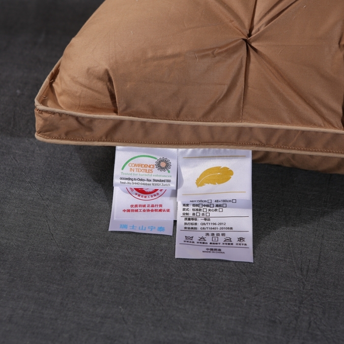 91家纺网 家纺一手货源 找家纺 羽仙子爆款全棉纽花羽绒枕 鹅绒枕芯 枕头枕套 咖色