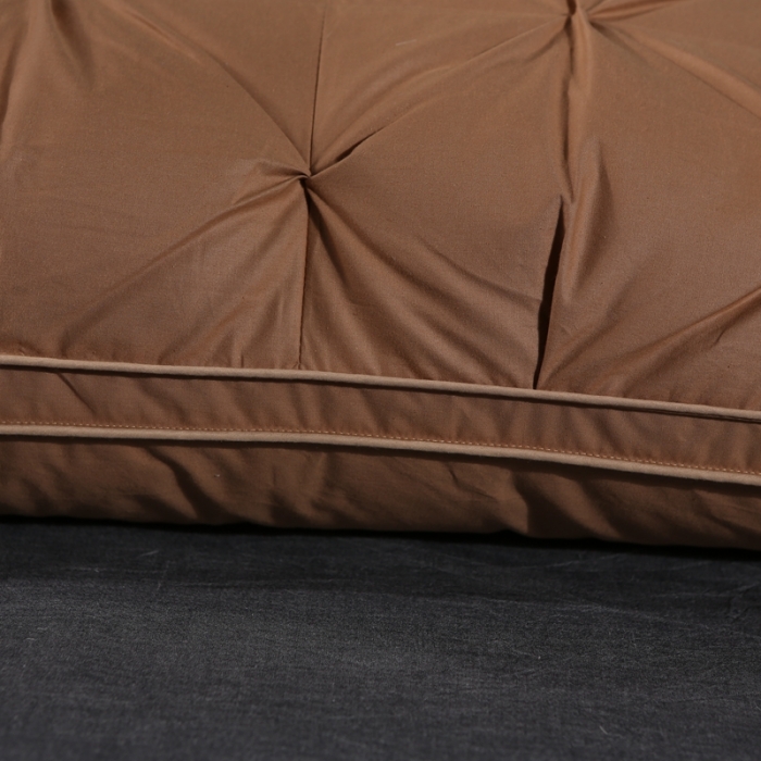 91家纺网 家纺一手货源 找家纺 羽仙子爆款全棉纽花羽绒枕 鹅绒枕芯 枕头枕套 咖色