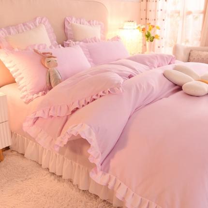 91家纺网 家纺一手货源 找家纺 绒世界 2022新款公主风爱恋系列四件套 爱恋-浅粉