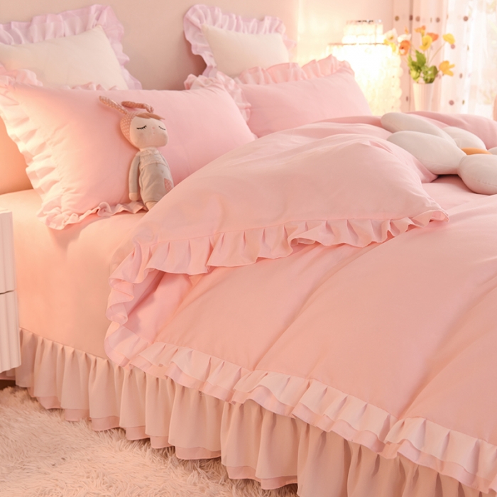 91家纺网 家纺一手货源 找家纺 绒世界 2022新款公主风爱恋系列四件套 爱恋-玉色