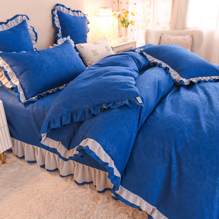 91家纺网 家纺一手货源 找家纺 欧冠 2022新款公主风爱恋系列四件套 爱恋-宝蓝