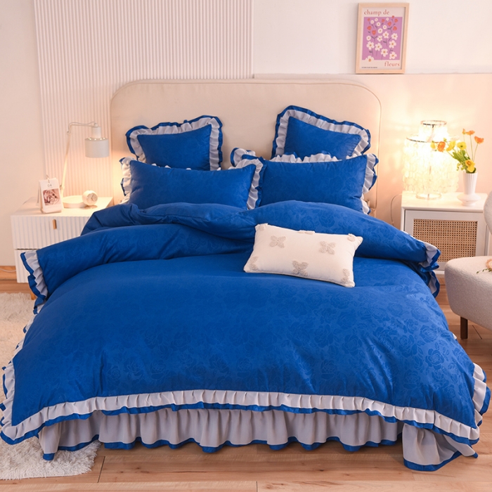 91家纺网 家纺一手货源 找家纺 欧冠 2022新款公主风爱恋系列四件套 爱恋-宝蓝