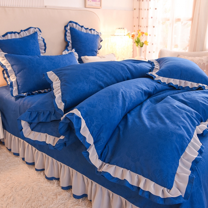 91家纺网 家纺一手货源 找家纺 欧冠 2022新款公主风爱恋系列四件套 爱恋-宝蓝