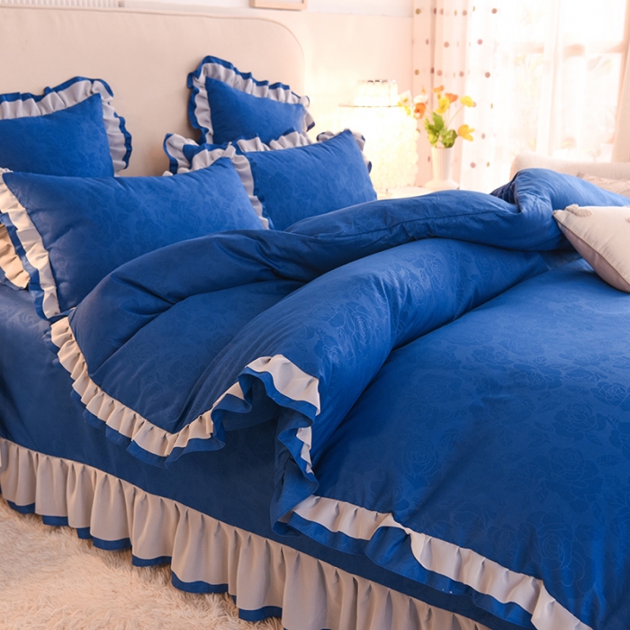 91家纺网 家纺一手货源 找家纺 欧冠 2022新款公主风爱恋系列四件套 爱恋-宝蓝