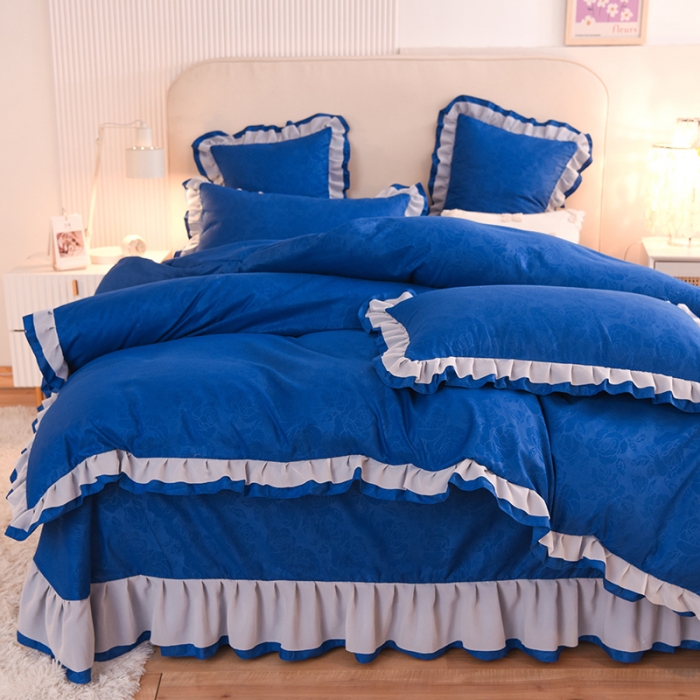 91家纺网 家纺一手货源 找家纺 欧冠 2022新款公主风爱恋系列四件套 爱恋-宝蓝