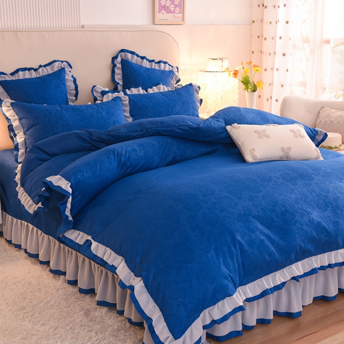 91家纺网 家纺一手货源 找家纺 欧冠 2022新款公主风爱恋系列四件套 爱恋-宝蓝