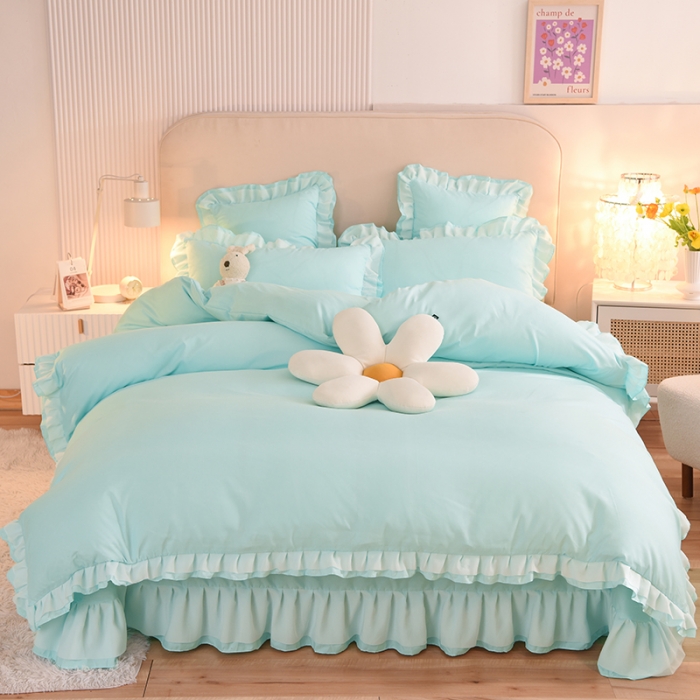 91家纺网 家纺一手货源 找家纺 欧冠 2022新款公主风爱恋系列四件套 爱恋-碧绿