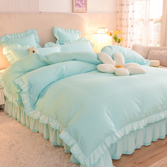 91家纺网 家纺一手货源 找家纺 欧冠 2022新款公主风爱恋系列四件套 爱恋-碧绿