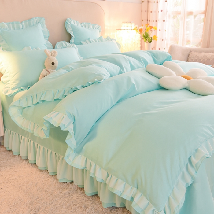 91家纺网 家纺一手货源 找家纺 欧冠 2022新款公主风爱恋系列四件套 爱恋-碧绿