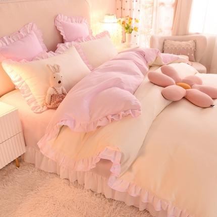 欧冠 2022新款公主风爱恋系列四件套 爱恋-粉白